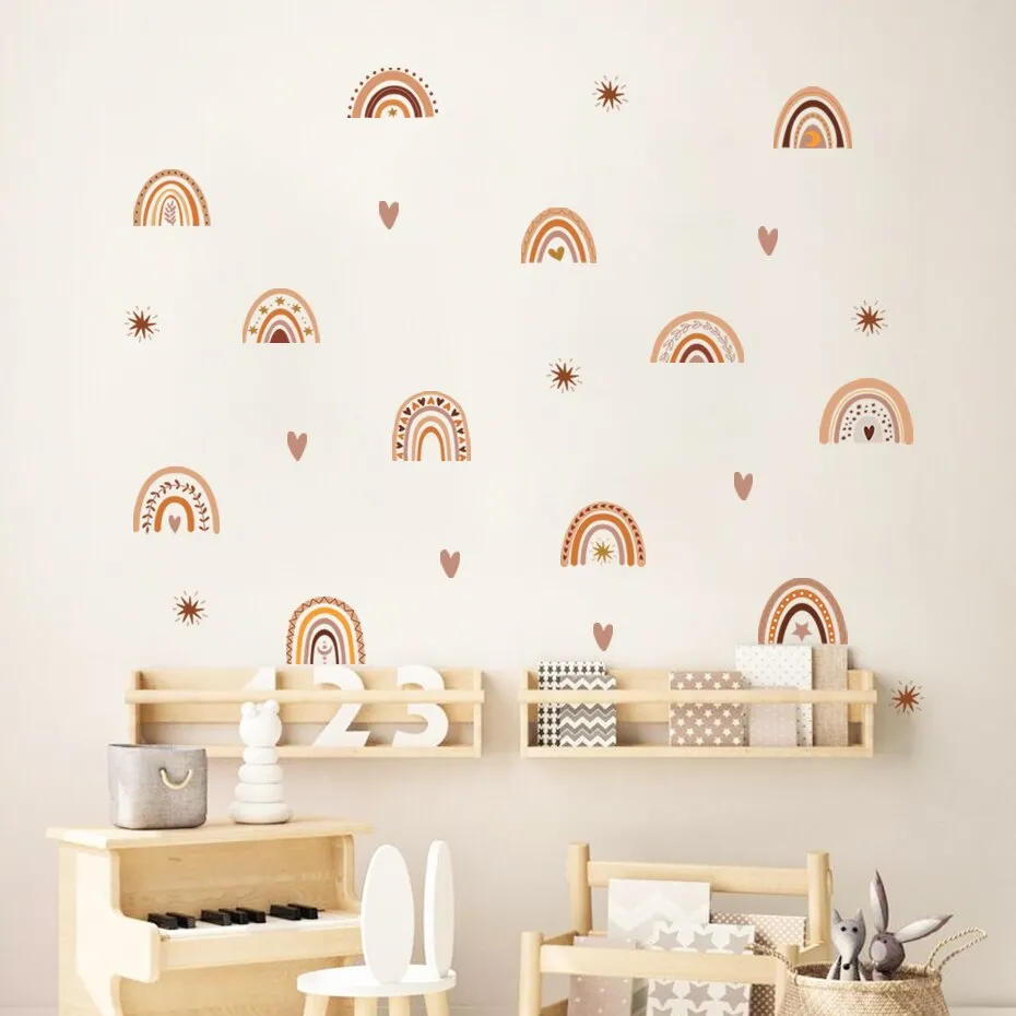 Cute Rainbow Stars PVC Wall Decals Removable Vinyl Wall Stickers For Nursery Room Children's Room Bohemian Baby's Bedroom Decor