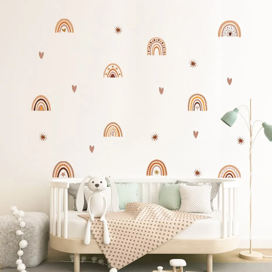 Cute Rainbow Stars PVC Wall Decals Removable Vinyl Wall Stickers For Nursery Room Children's Room Bohemian Baby's Bedroom Decor