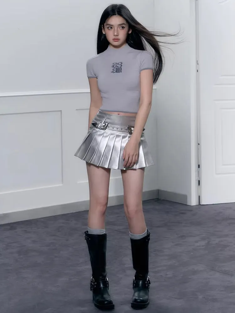 Cyberpunk Metallic Mini Skirt