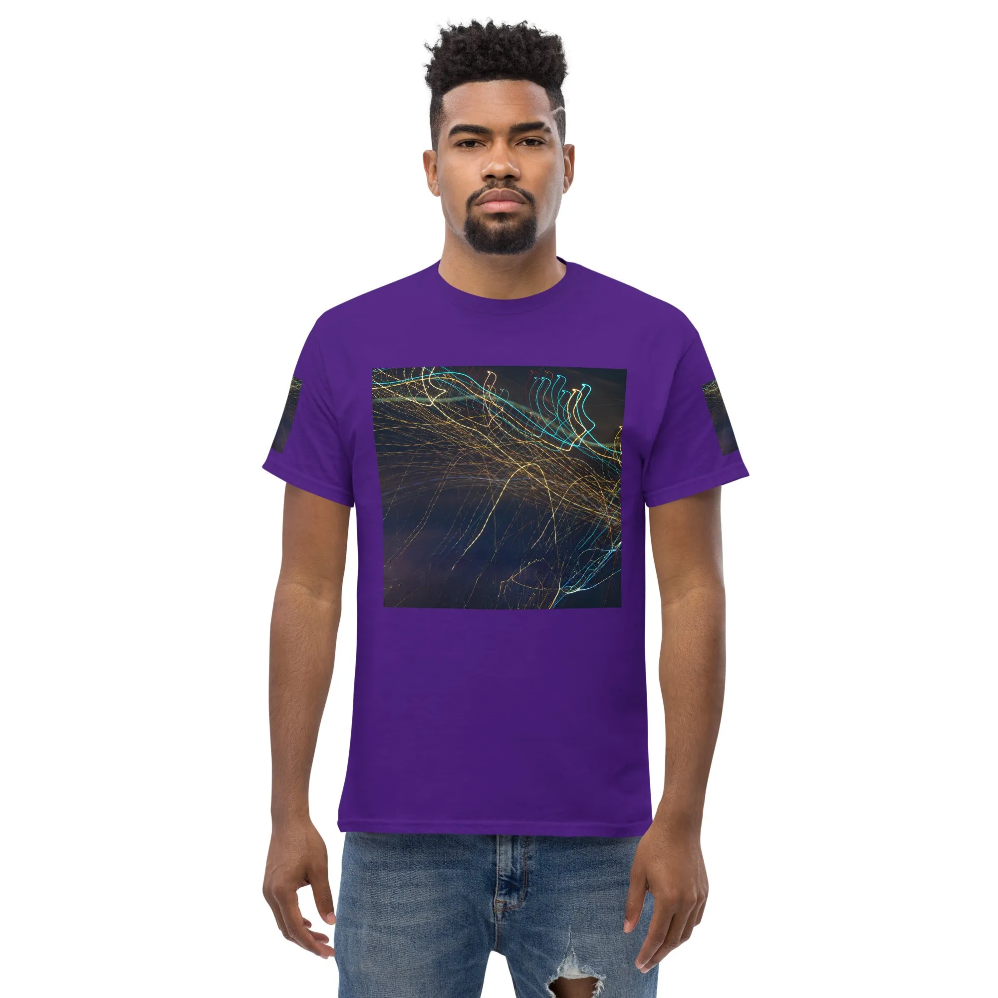 Dark Abstract Lights Tee - Men's Classic Shirt with Unique Craftsmanship