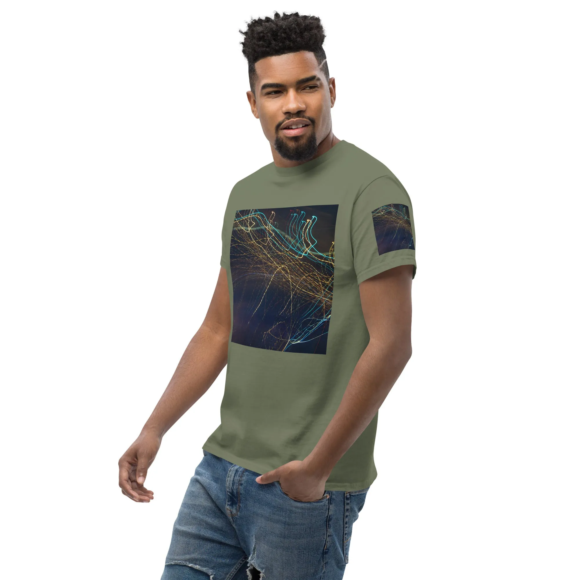 Dark Abstract Lights Tee - Men's Classic Shirt with Unique Craftsmanship