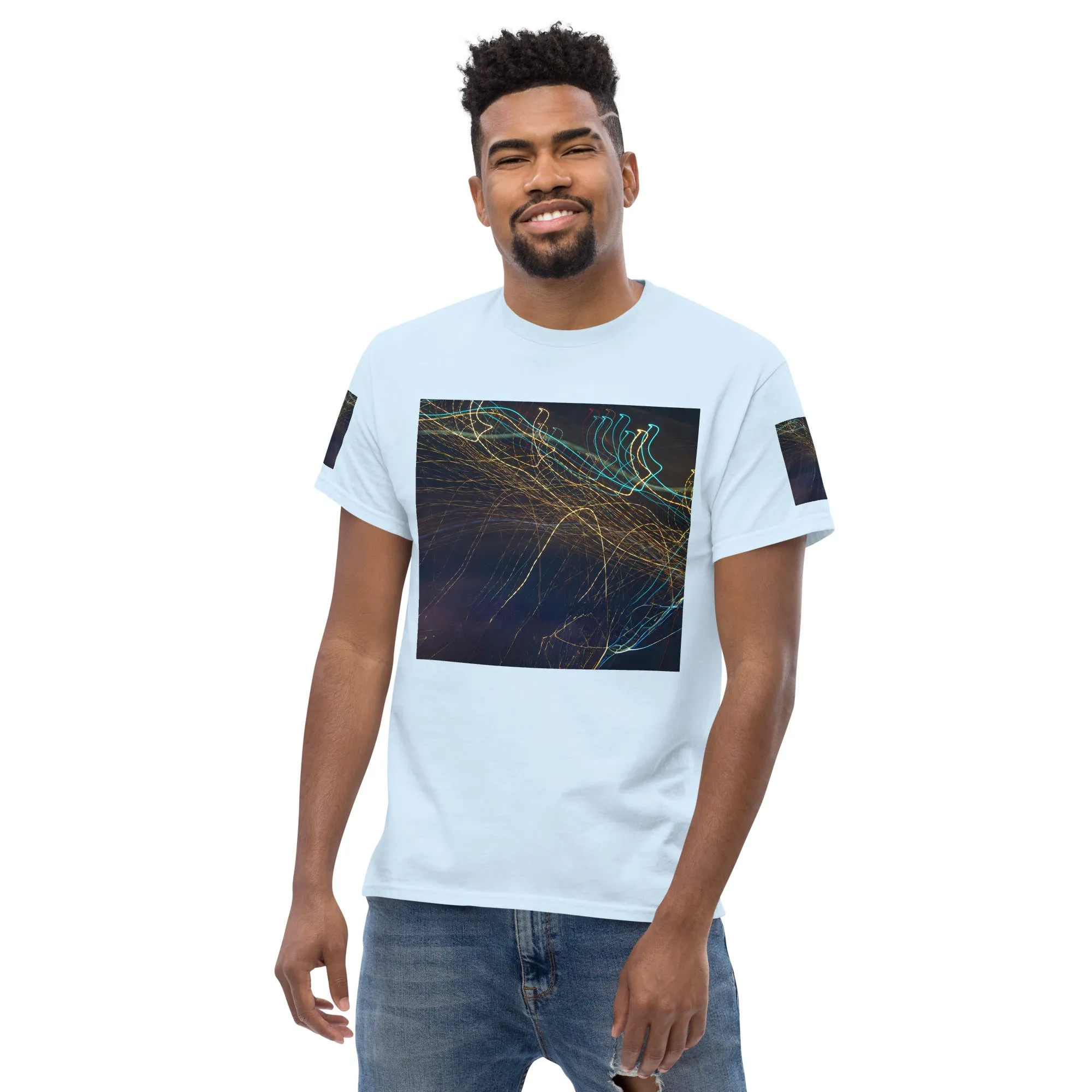 Dark Abstract Lights Tee - Men's Classic Shirt with Unique Craftsmanship