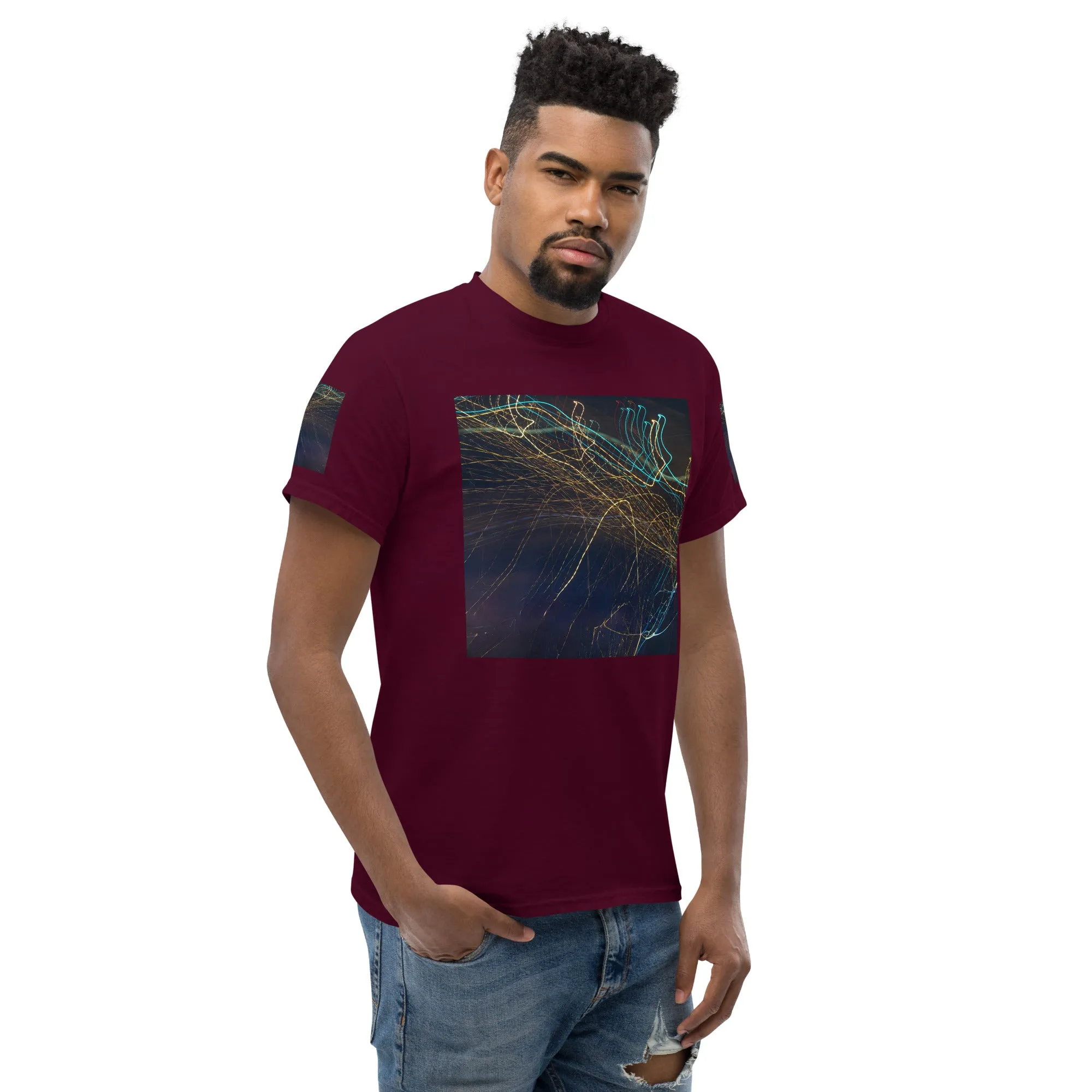 Dark Abstract Lights Tee - Men's Classic Shirt with Unique Craftsmanship