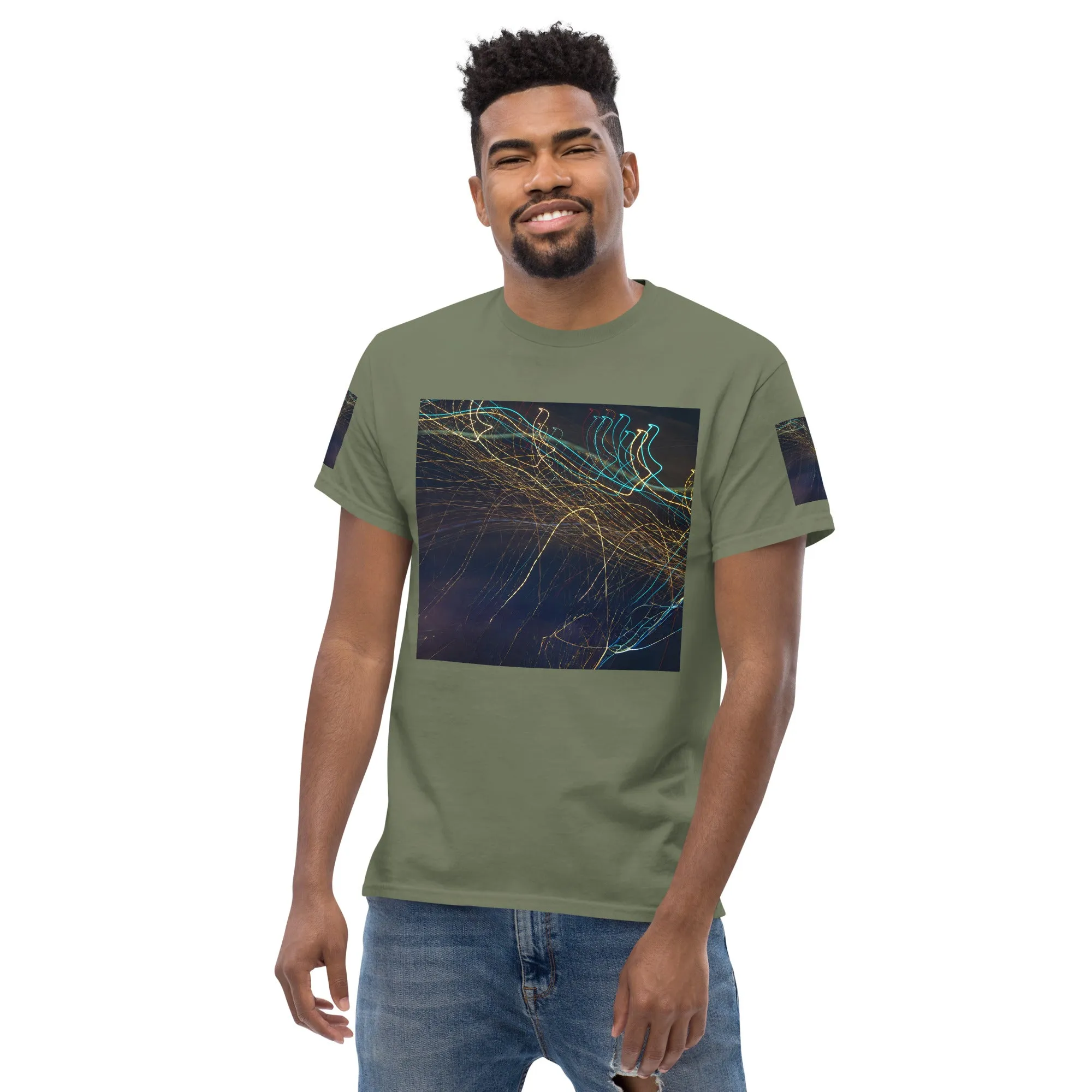 Dark Abstract Lights Tee - Men's Classic Shirt with Unique Craftsmanship