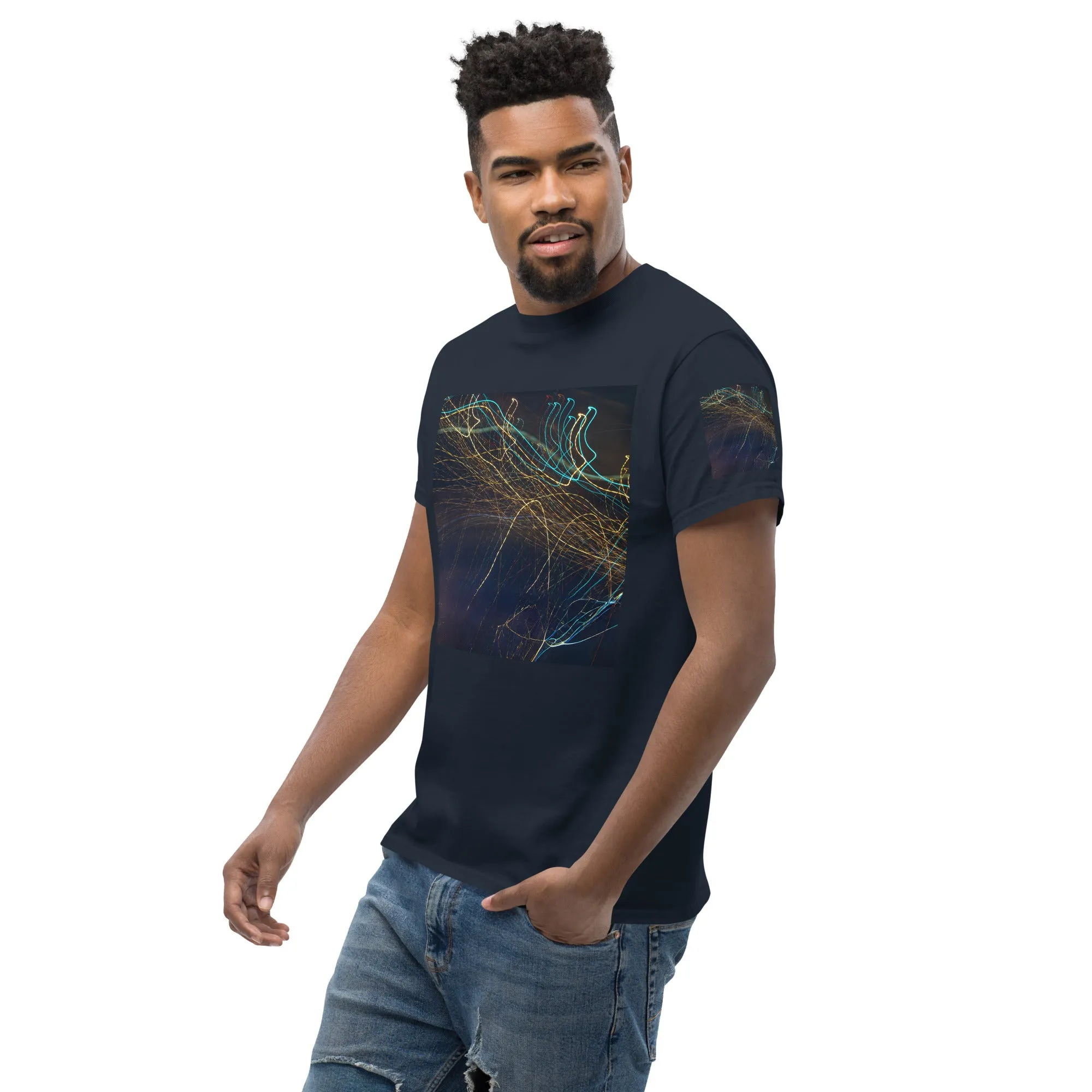 Dark Abstract Lights Tee - Men's Classic Shirt with Unique Craftsmanship