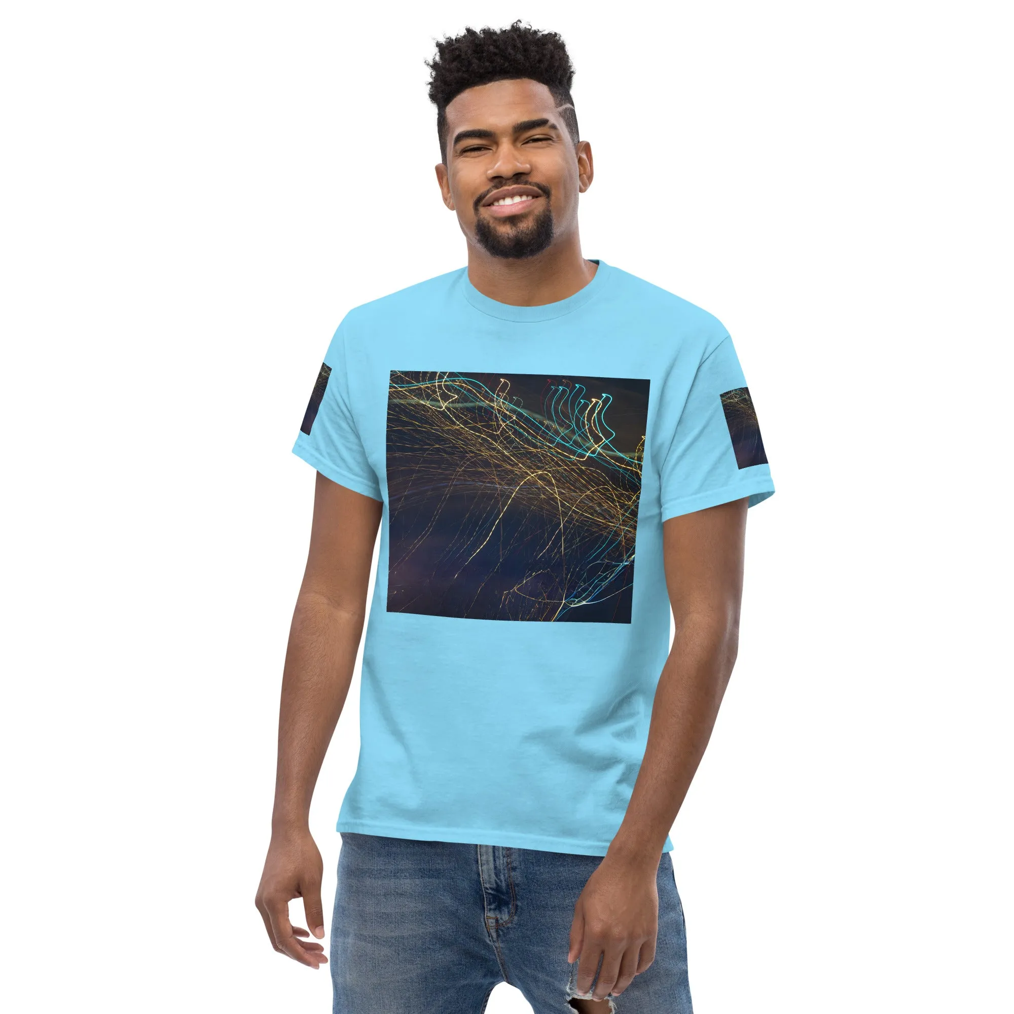 Dark Abstract Lights Tee - Men's Classic Shirt with Unique Craftsmanship