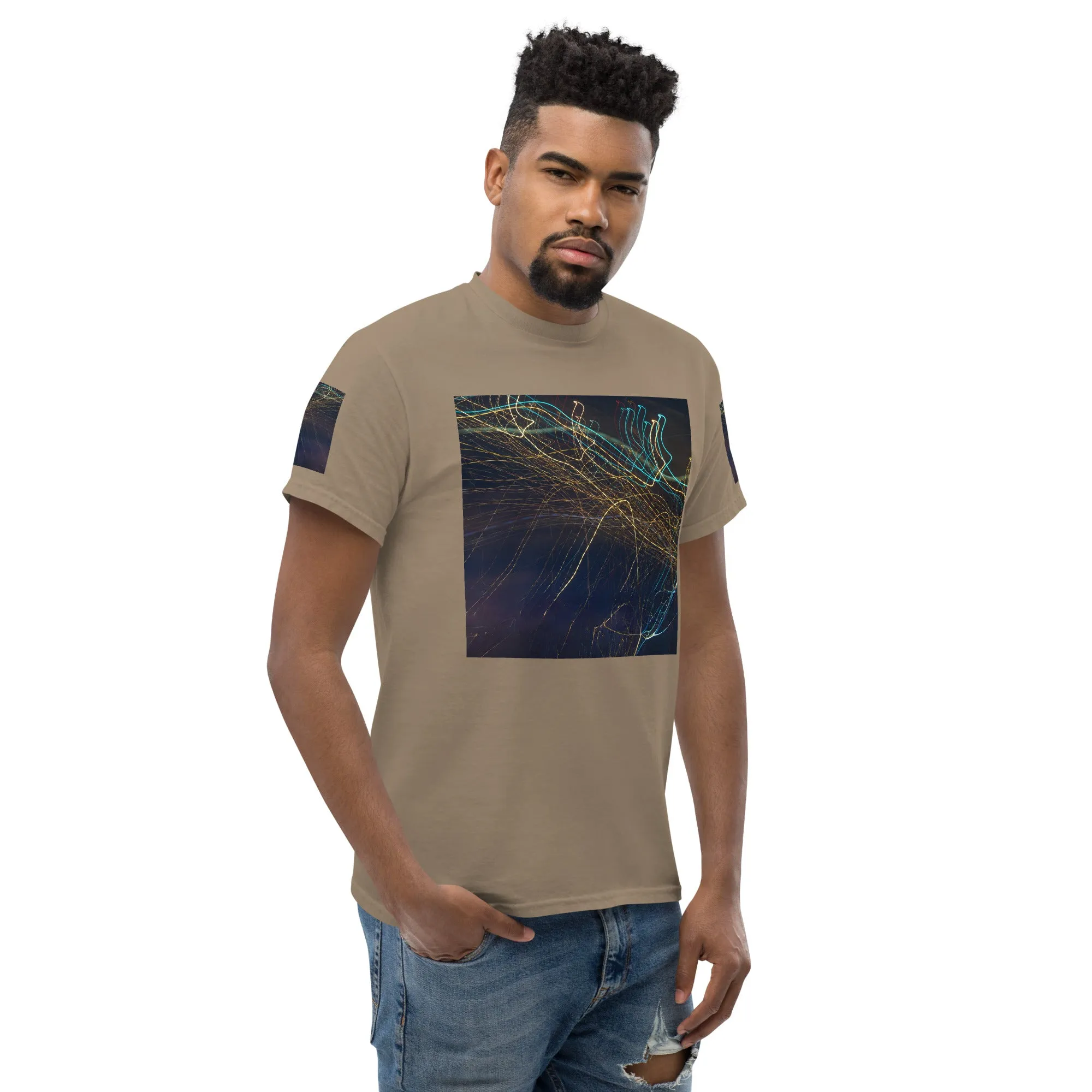 Dark Abstract Lights Tee - Men's Classic Shirt with Unique Craftsmanship