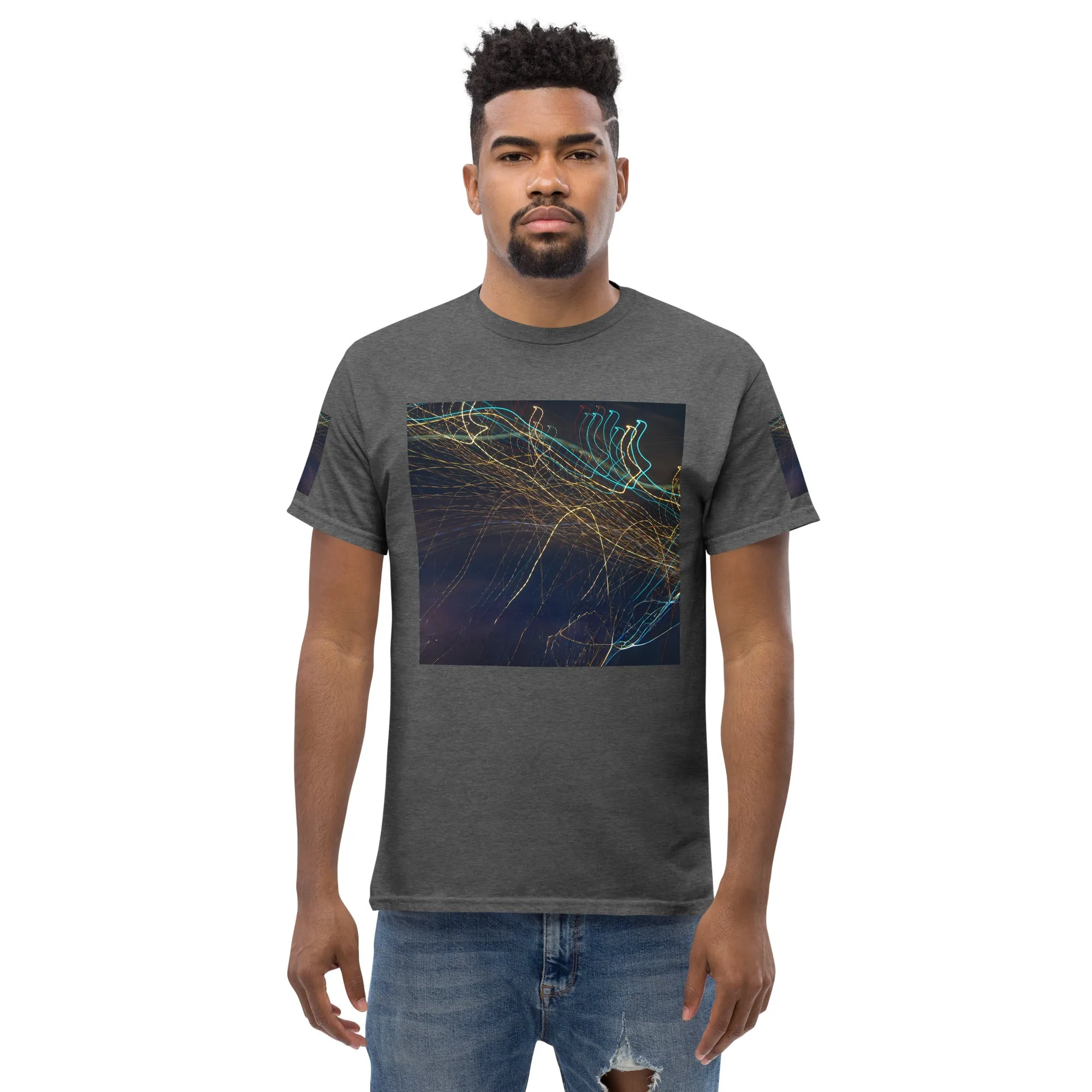 Dark Abstract Lights Tee - Men's Classic Shirt with Unique Craftsmanship