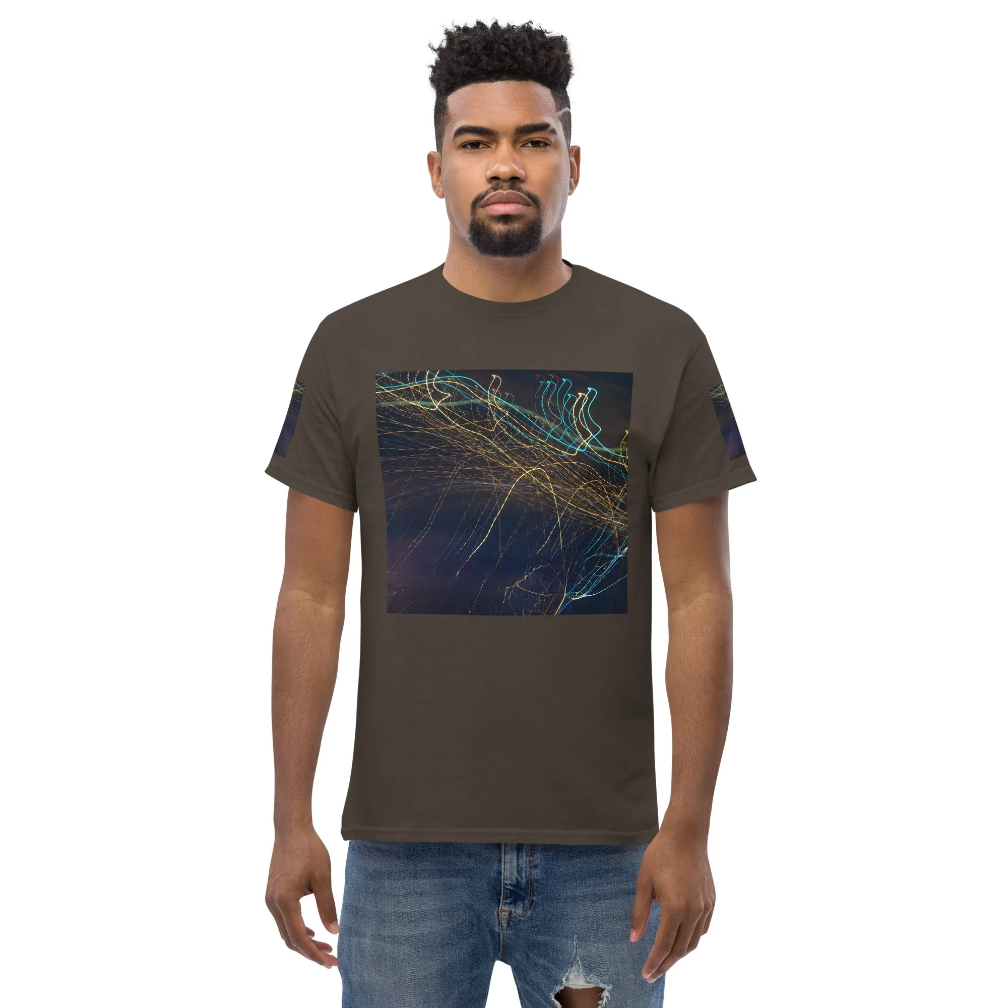 Dark Abstract Lights Tee - Men's Classic Shirt with Unique Craftsmanship