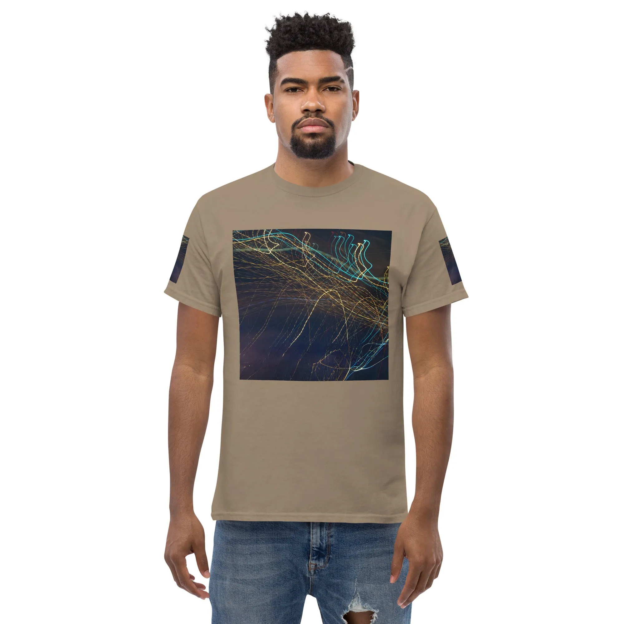 Dark Abstract Lights Tee - Men's Classic Shirt with Unique Craftsmanship