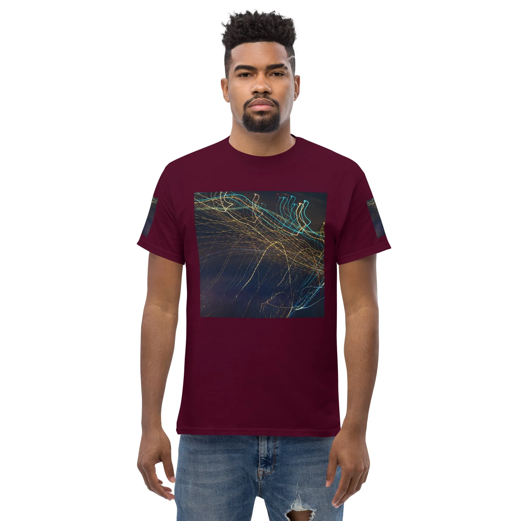 Dark Abstract Lights Tee - Men's Classic Shirt with Unique Craftsmanship