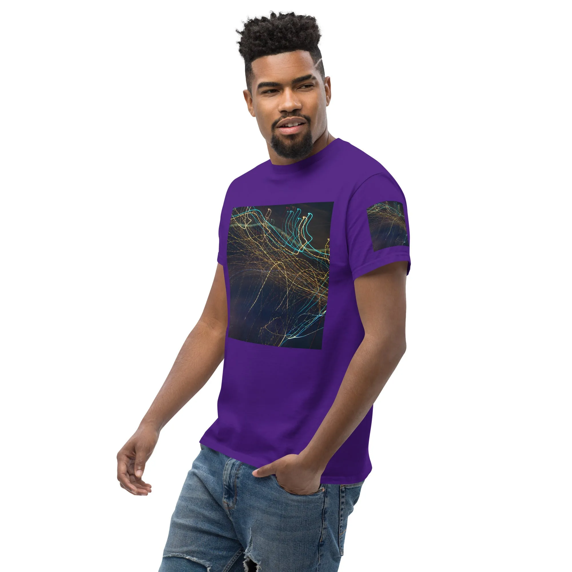 Dark Abstract Lights Tee - Men's Classic Shirt with Unique Craftsmanship