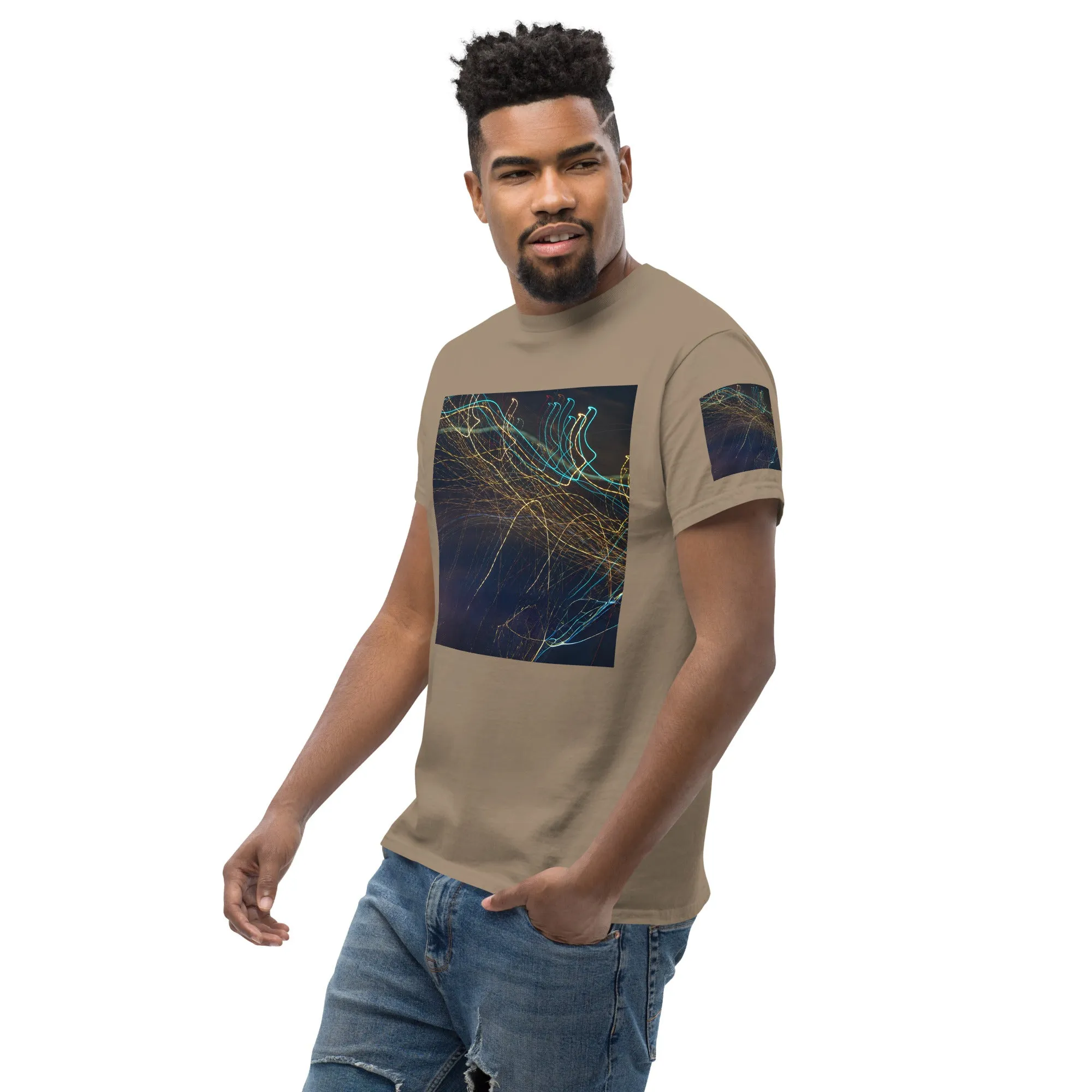 Dark Abstract Lights Tee - Men's Classic Shirt with Unique Craftsmanship