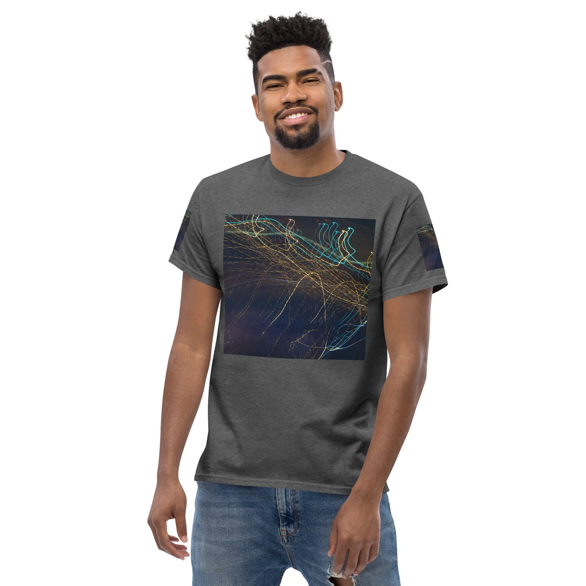 Dark Abstract Lights Tee - Men's Classic Shirt with Unique Craftsmanship