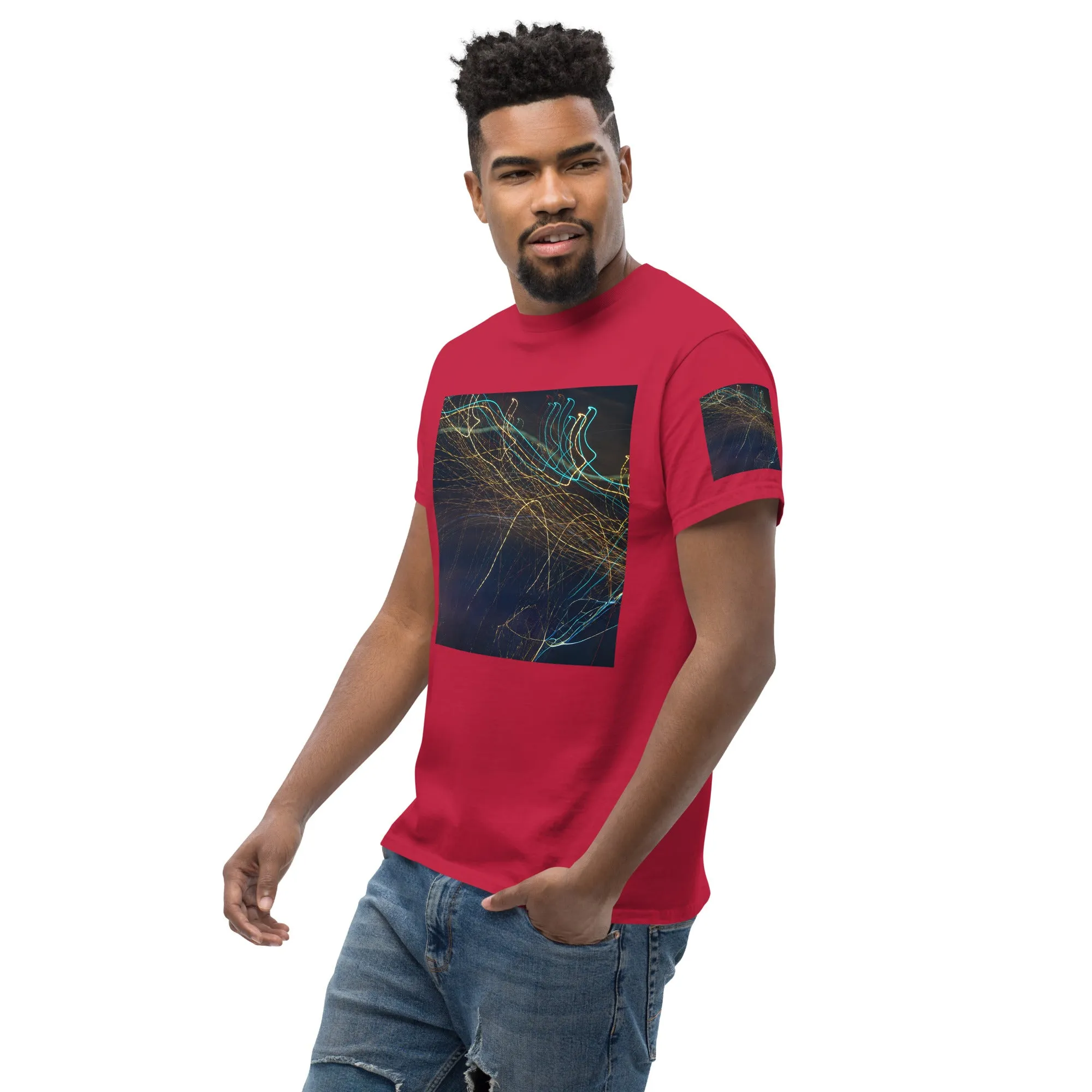 Dark Abstract Lights Tee - Men's Classic Shirt with Unique Craftsmanship