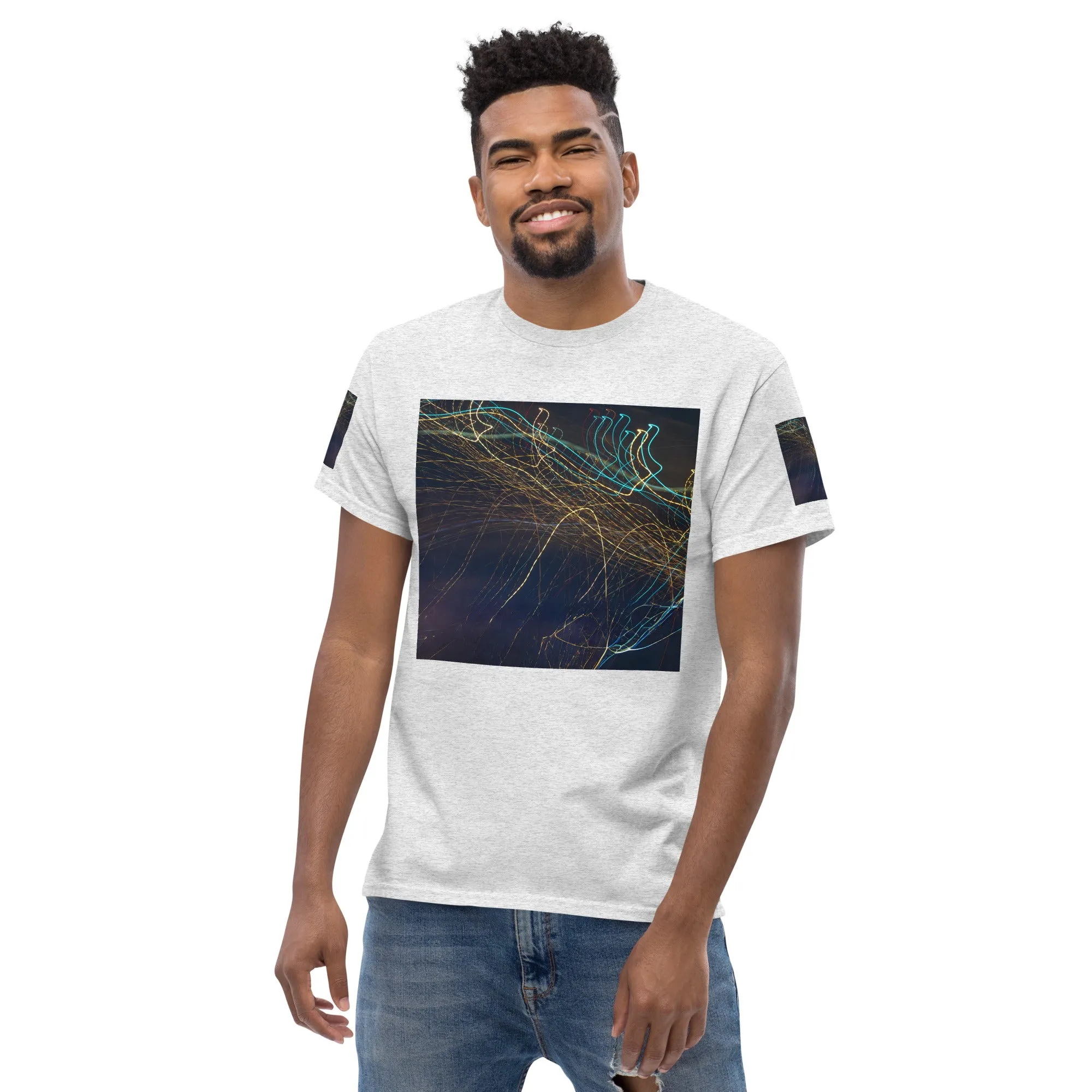 Dark Abstract Lights Tee - Men's Classic Shirt with Unique Craftsmanship