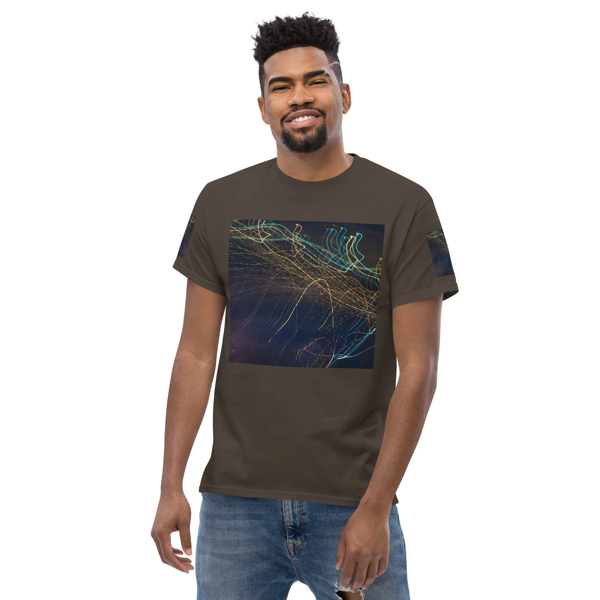 Dark Abstract Lights Tee - Men's Classic Shirt with Unique Craftsmanship