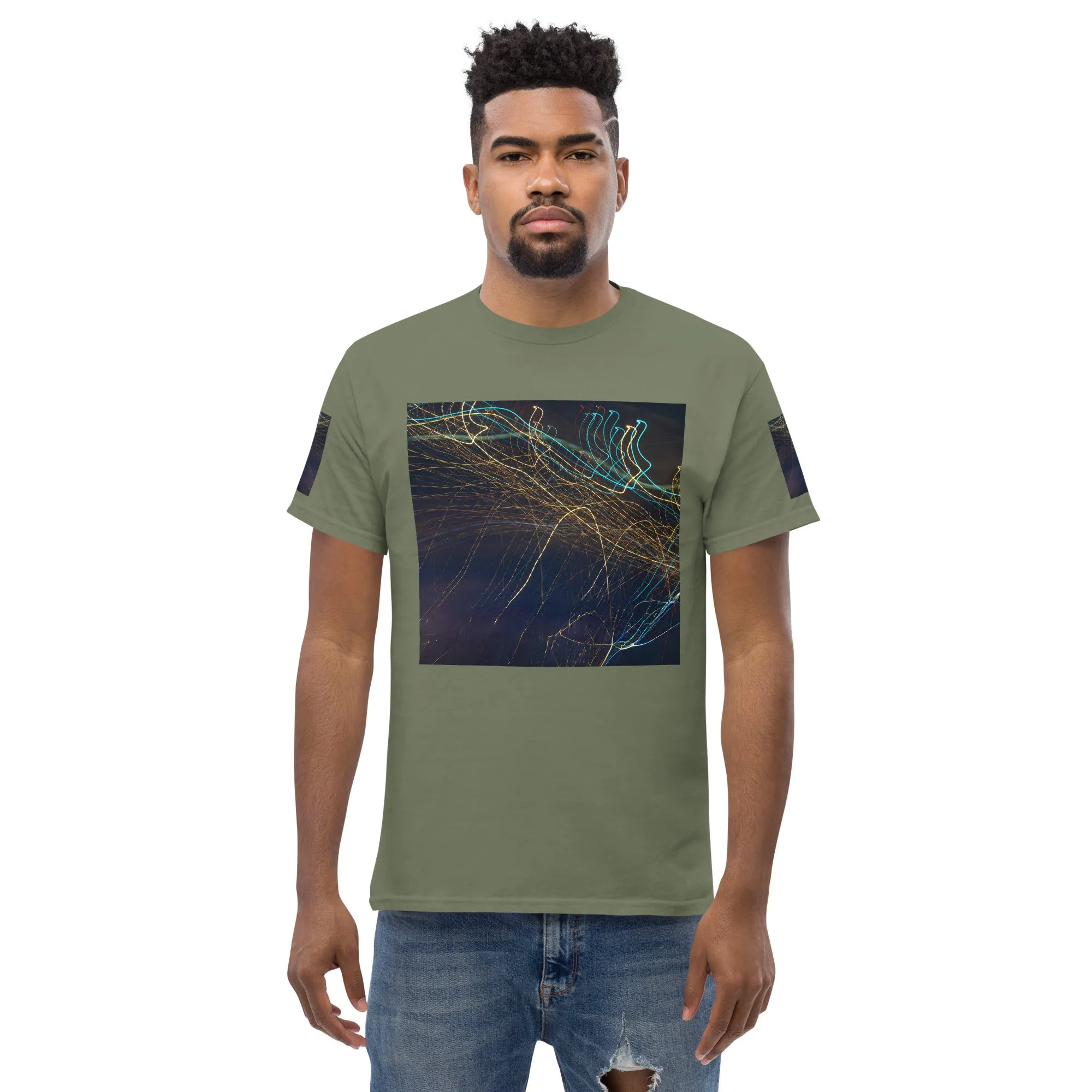 Dark Abstract Lights Tee - Men's Classic Shirt with Unique Craftsmanship