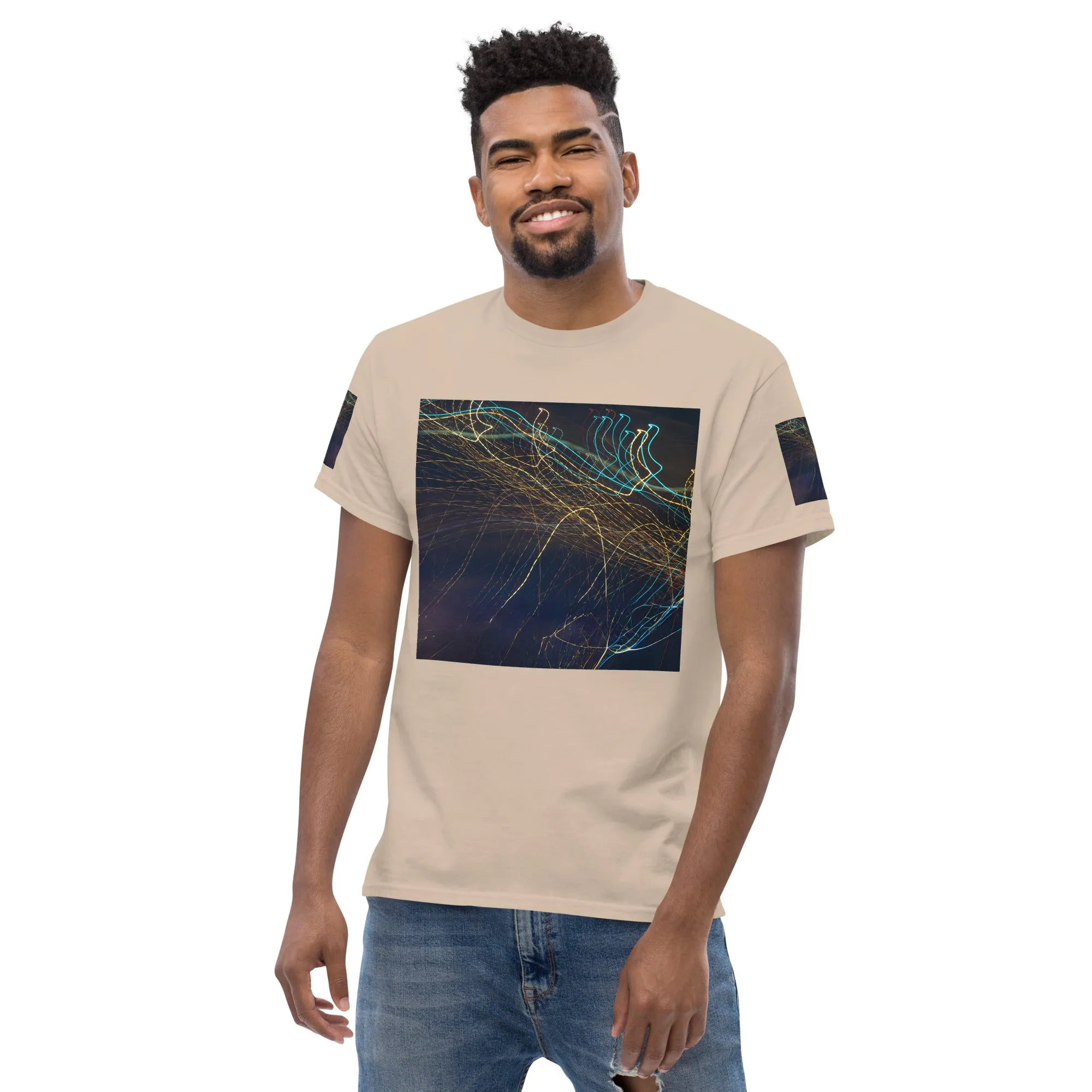 Dark Abstract Lights Tee - Men's Classic Shirt with Unique Craftsmanship