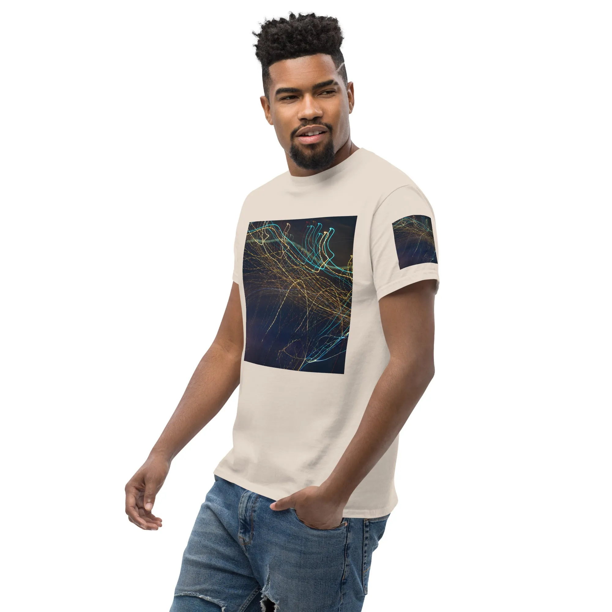 Dark Abstract Lights Tee - Men's Classic Shirt with Unique Craftsmanship