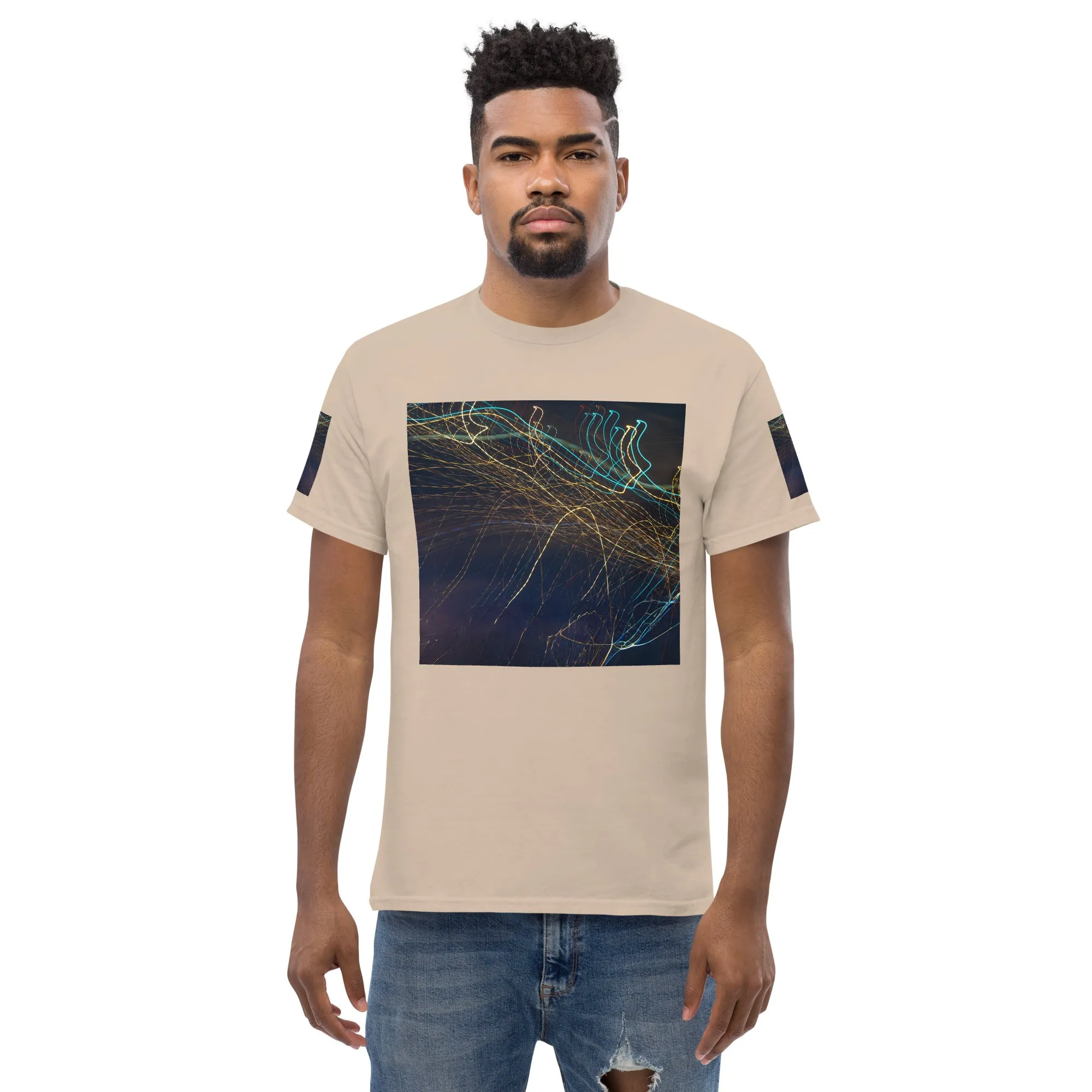 Dark Abstract Lights Tee - Men's Classic Shirt with Unique Craftsmanship