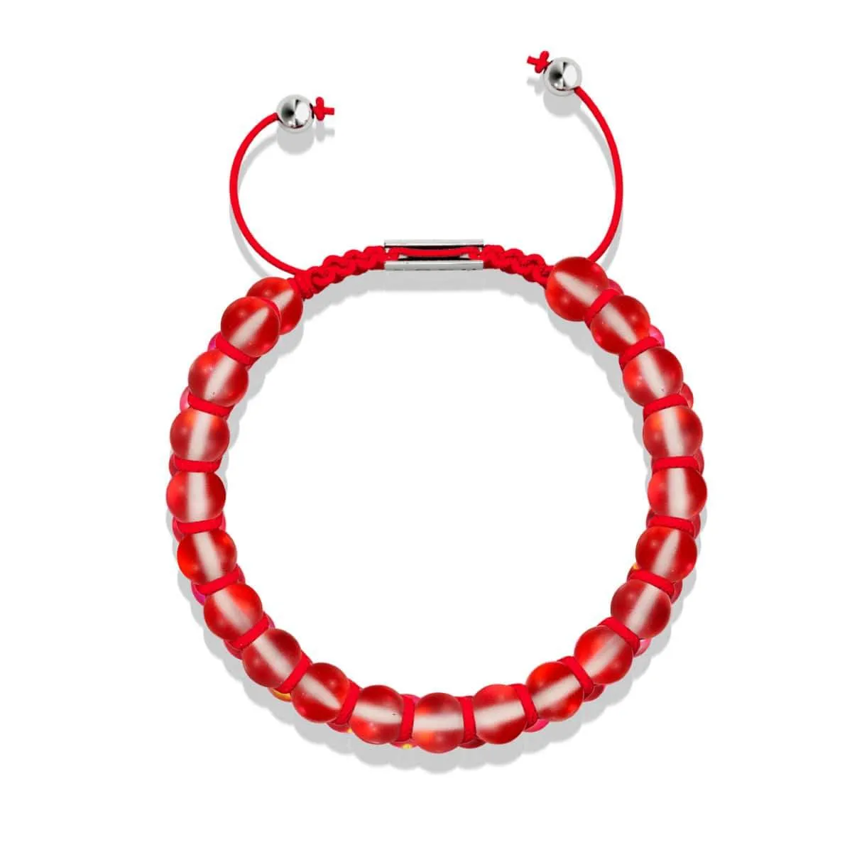 Dark Vermillion | Silver | Double Mermaid Glass Bracelet