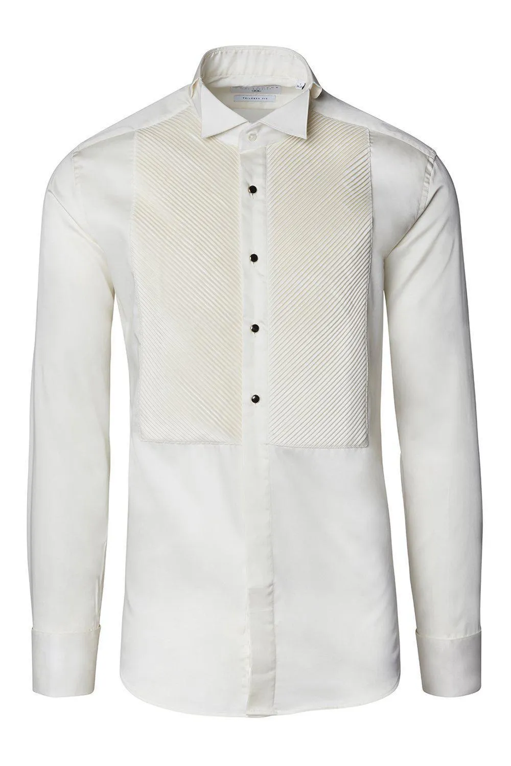 Diagonal Pleated Wing Tip Collar Shirt - Beige