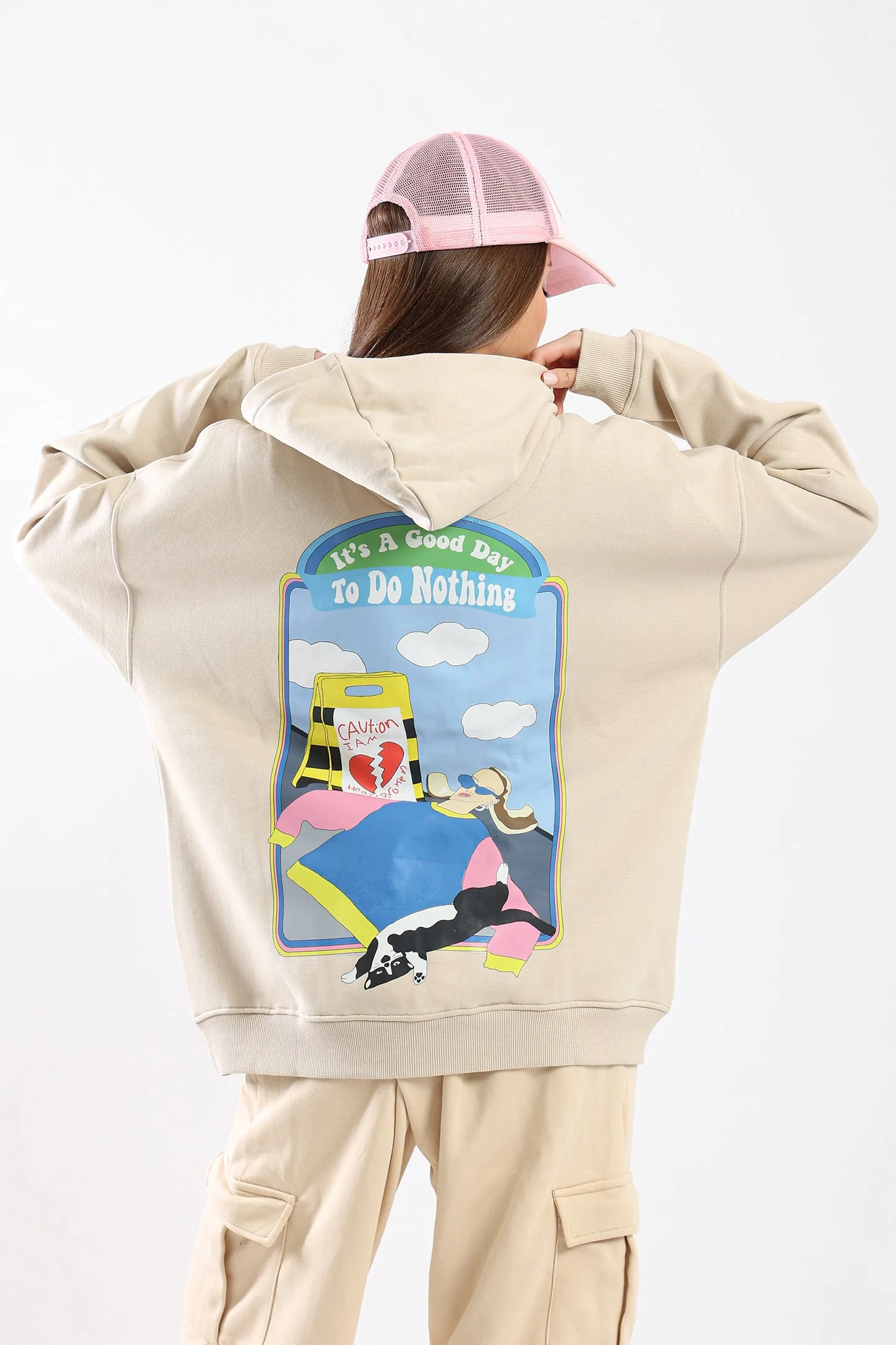 DO NOTHING CLUB HOODIE - BEIGE