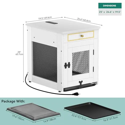 Dog Crate Furniture with Dual USB Charger