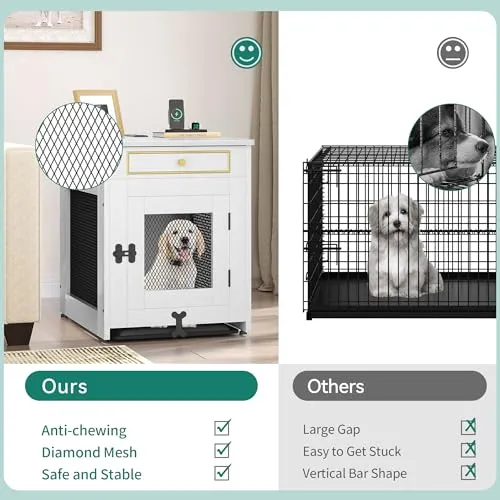 Dog Crate Furniture with Dual USB Charger