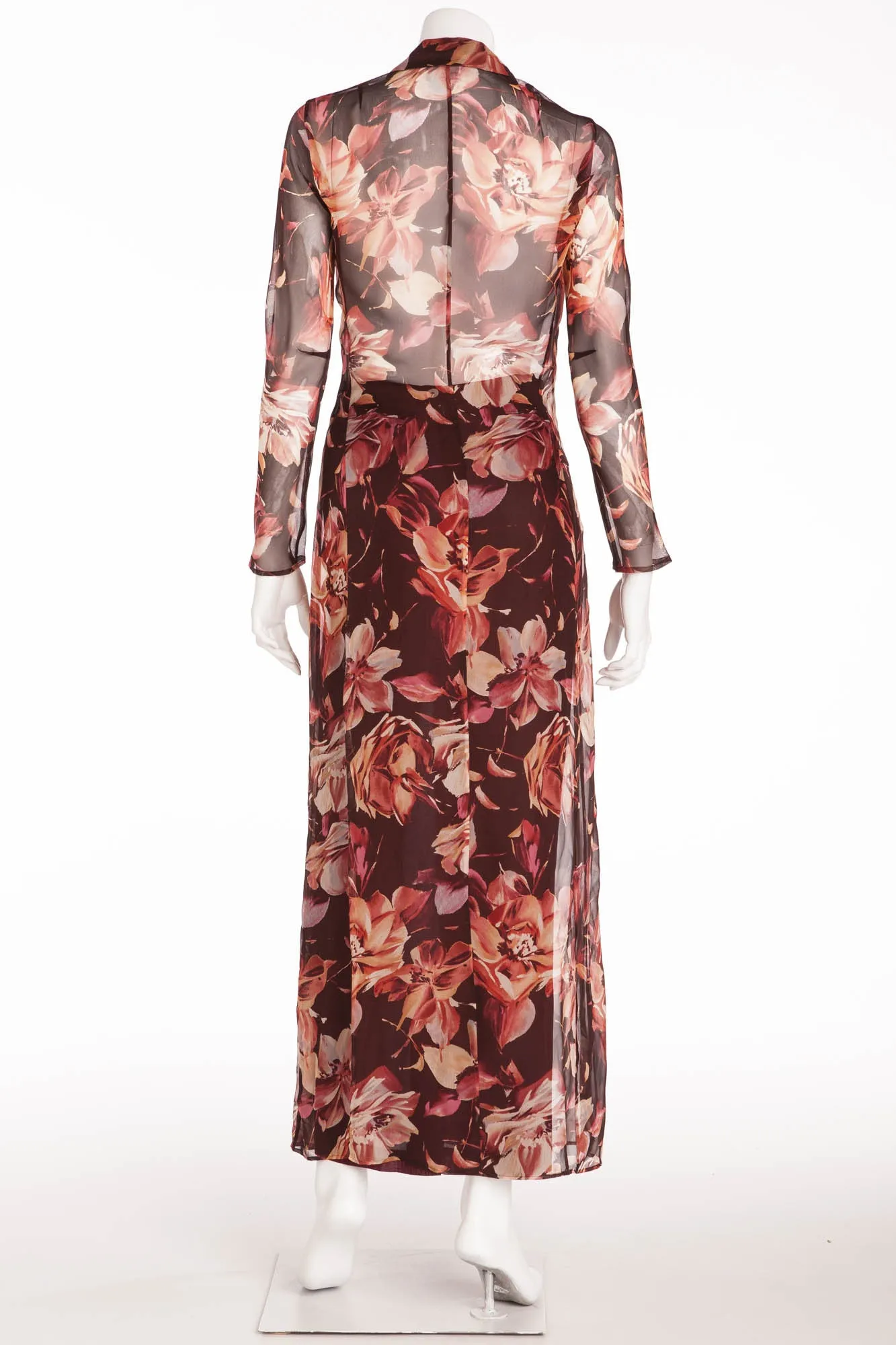 Dolce & Gabbana - 2PC Long Sleeve Floral Chiffon Button Up Jacket and Skirt -