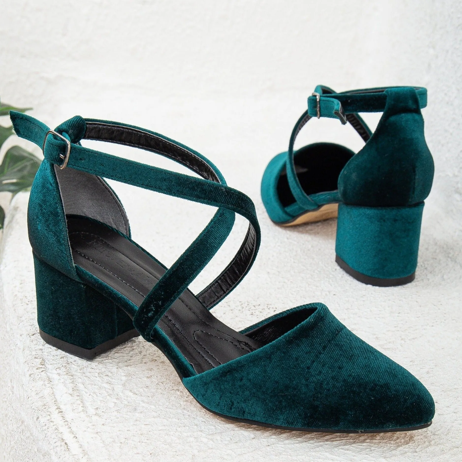 Dolly - Emerald Green Velvet Heels