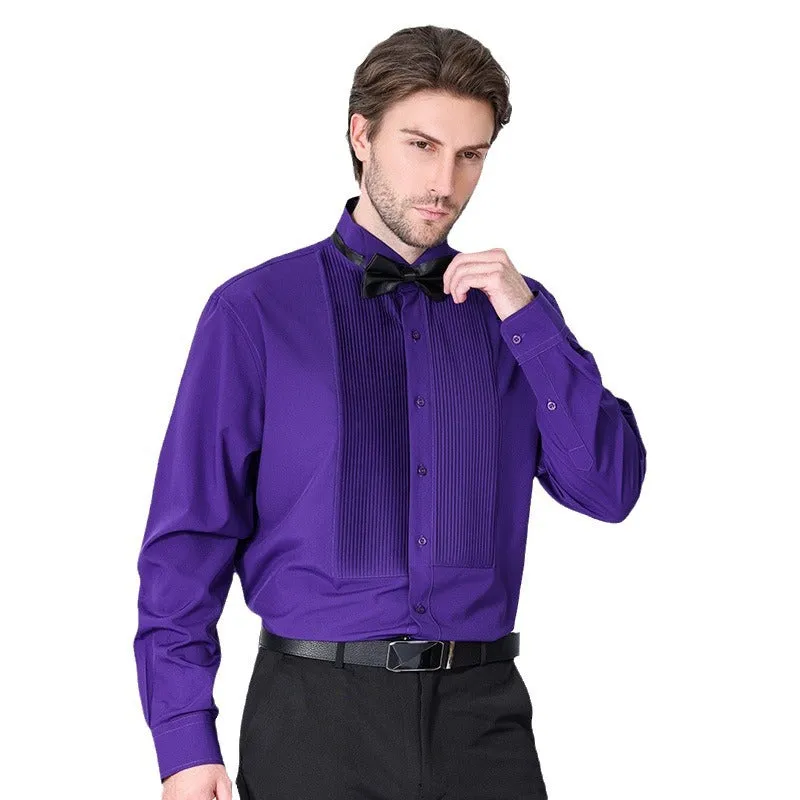 Double Pleated Men's Shirt Business High-end Suit Dress French Shirt | LF631