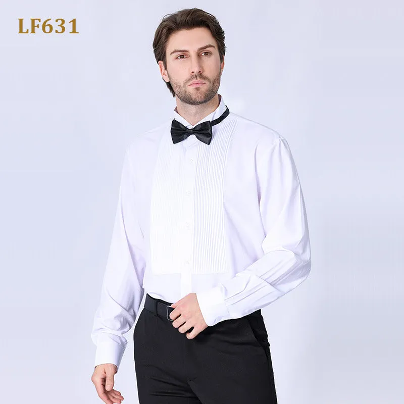 Double Pleated Men's Shirt Business High-end Suit Dress French Shirt | LF631