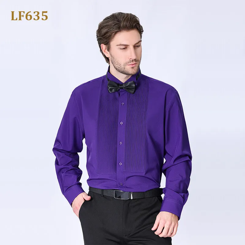 Double Pleated Men's Shirt Business High-end Suit Dress French Shirt | LF631