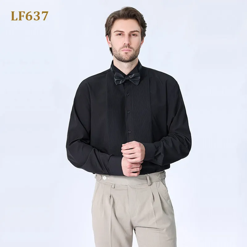 Double Pleated Men's Shirt Business High-end Suit Dress French Shirt | LF631