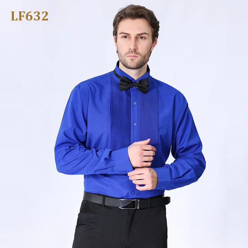 Double Pleated Men's Shirt Business High-end Suit Dress French Shirt | LF631