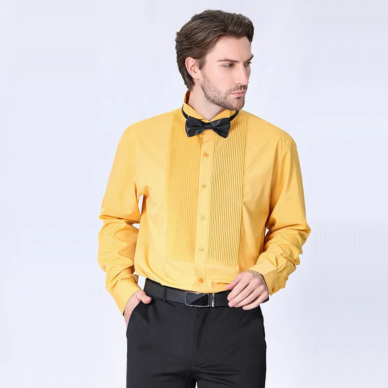 Double Pleated Men's Shirt Business High-end Suit Dress French Shirt | LF631