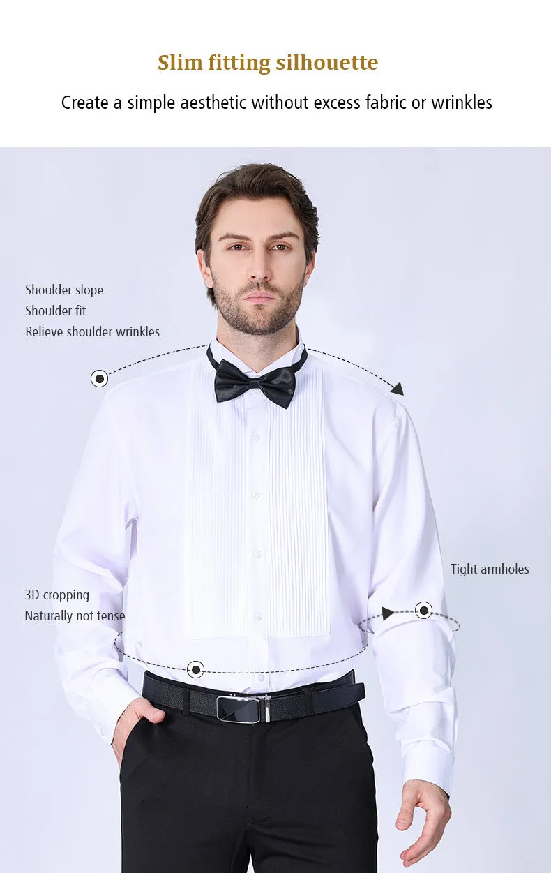 Double Pleated Men's Shirt Business High-end Suit Dress French Shirt | LF631