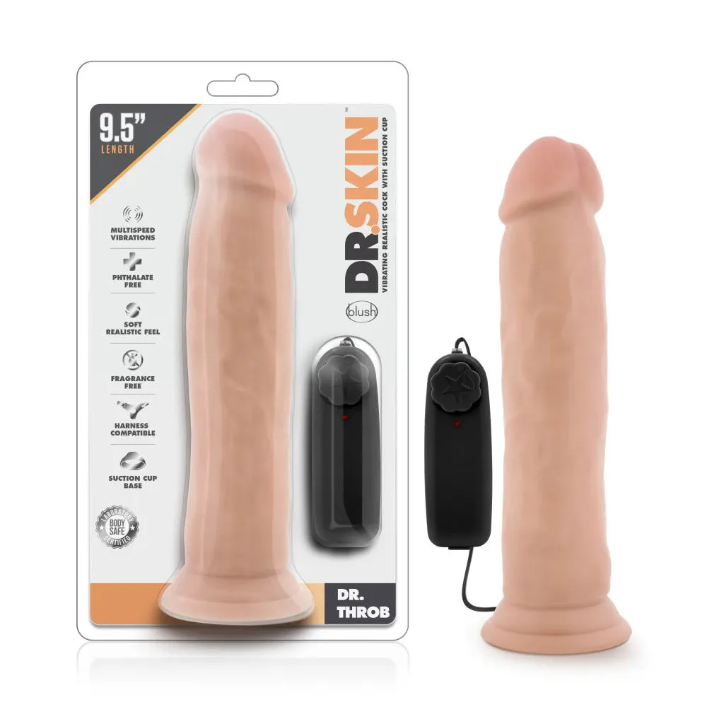 Dr. Skin Dr. Throb Realistic 9.5" Vibrating PVC Dildo