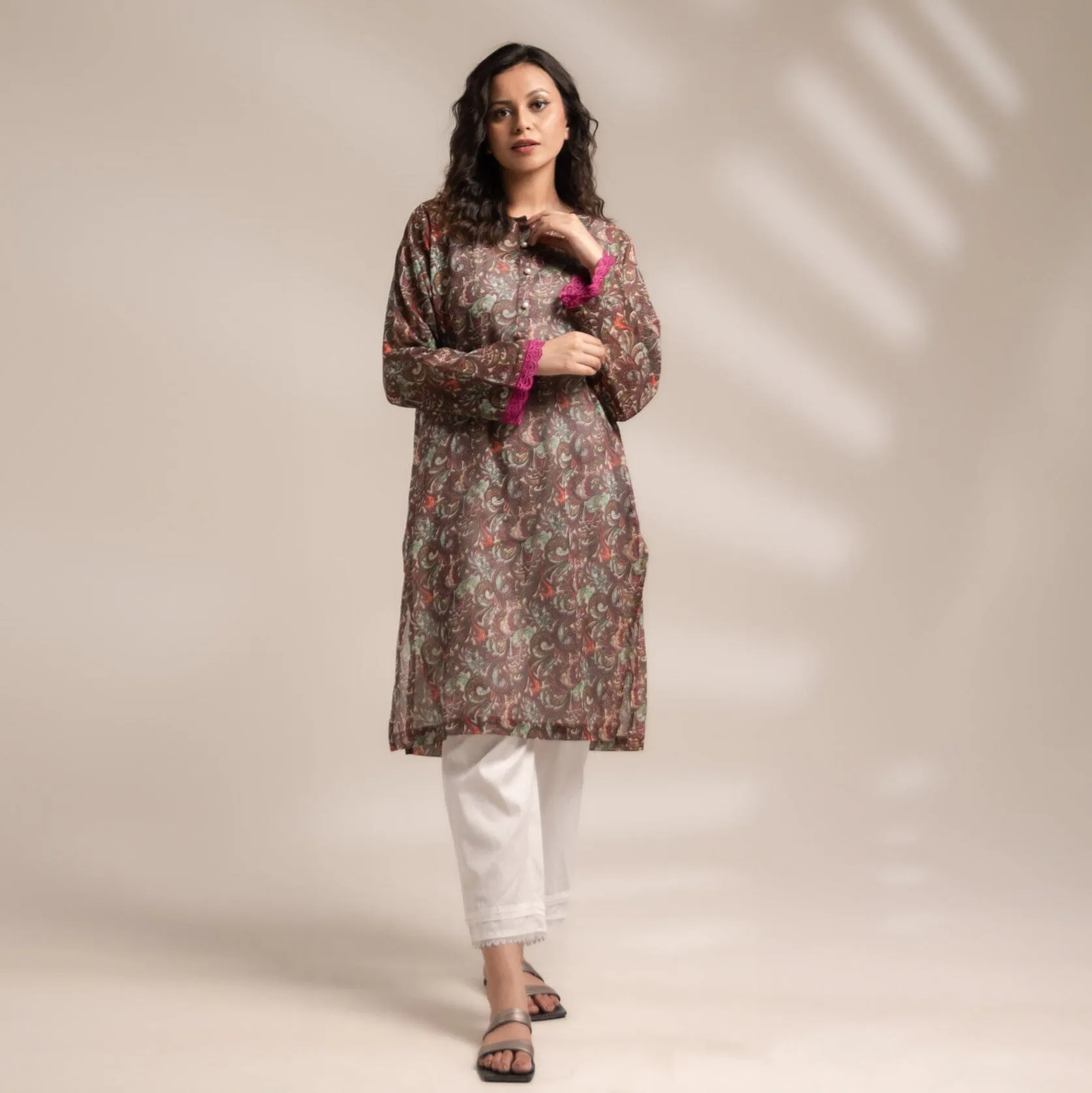 East West By Polo Republica Women’s Pearl Placket Style Lawn Kurti