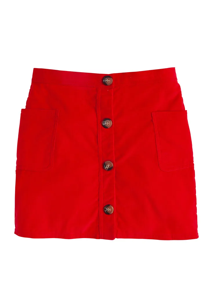 Emily Pocket Skirt | Red Corduroy (10, 14)