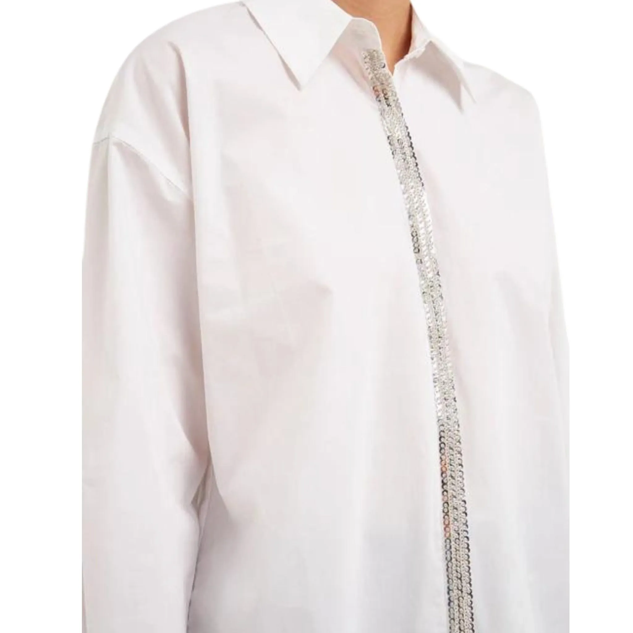 Endless Rose Sequin Placket Button-Up Shirt