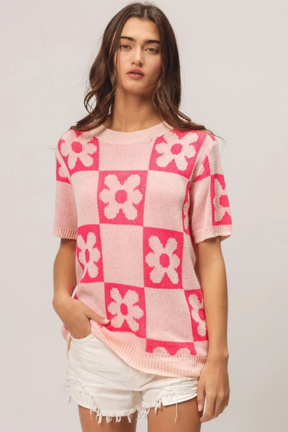 Floral Pattern Knit Top