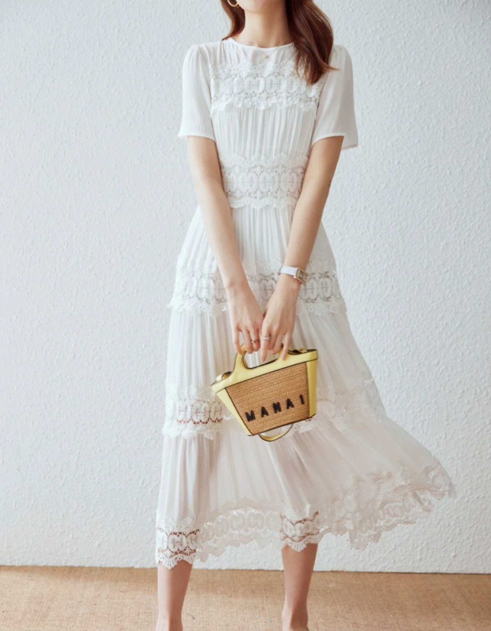 French Embroidered Midi Dress