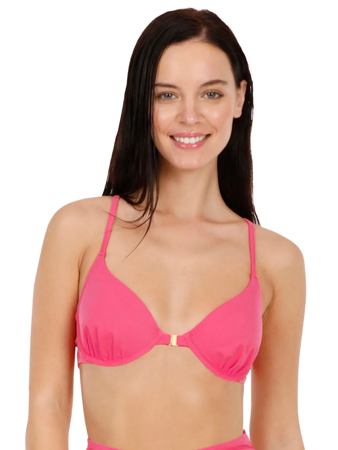 Front Closure Racerback Bikini Top - Fandango Pink