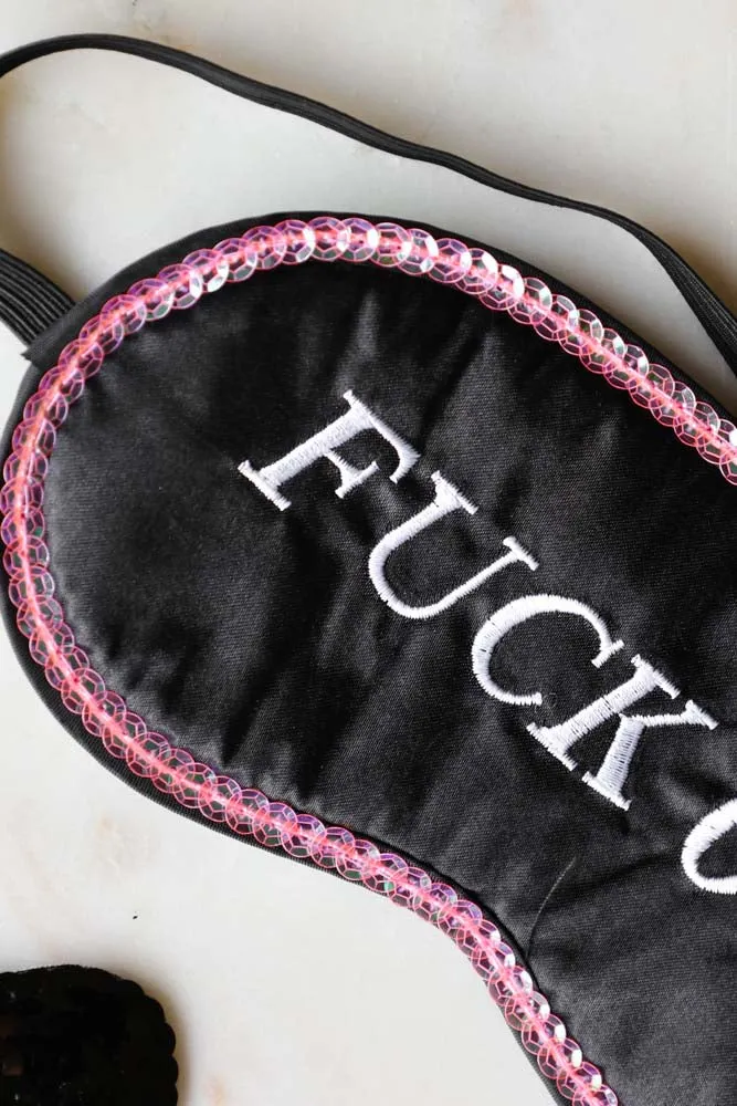 Fuck Off Black Satin Feel Sleep Mask