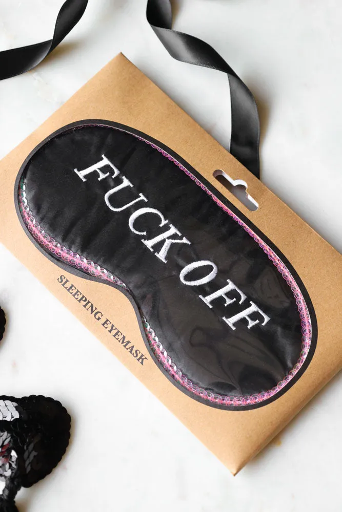 Fuck Off Black Satin Feel Sleep Mask