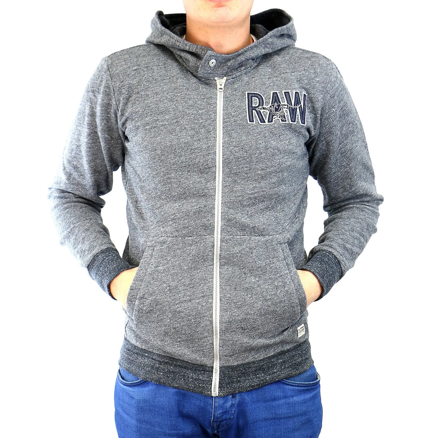 G-Star Limbar Hooded Vest Sweat Jacket - Raw Grey Heather - Mens