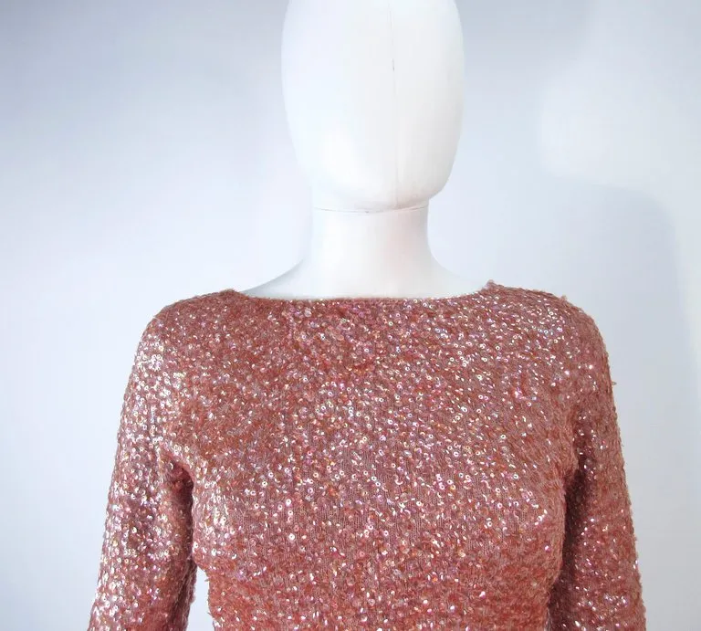 GENE SHELLY'S Vintage Rose Wool Beaded Gown Size 4-8